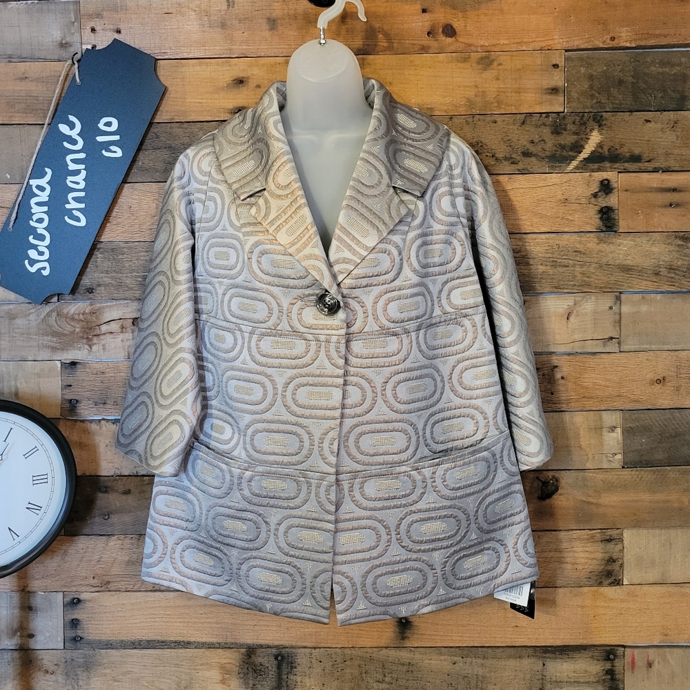 Etcetera women's gray metallic patterned lined dress jacket size 8